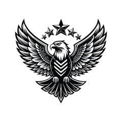 Fototapeta premium American Bald Eagle Head Logo, Icon, Sign, Symbol, American flag for 4th of July Independence Day