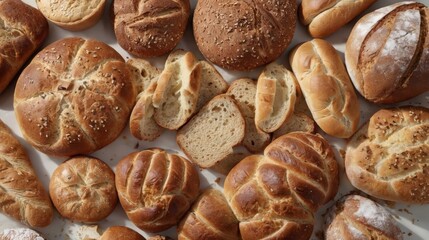 Fototapeta premium Assorted Breads Displayed on Table