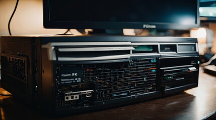 Obraz premium Television on Wooden Table