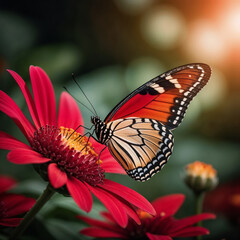 Obraz premium Beautiful butterfly on flowers