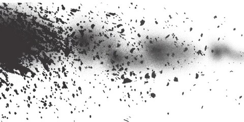 Obraz premium A black and white photo of a spray paint splatter with a white background. Scene is chaotic and messy, with the spray paint creating a sense of disorder and destruction