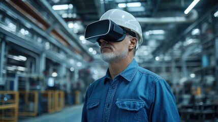 worker with vrheadset in factory