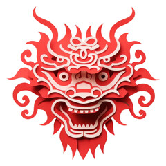 PNG Chinese dragon head craft red representation.