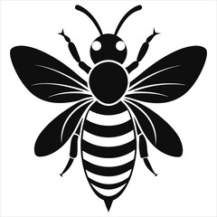 Bee silhouette vector style on white background