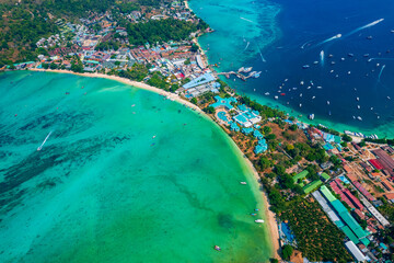 Aerial view Phi Phi island with turquoise clear water , Krabi Province. Amazing travel photo...