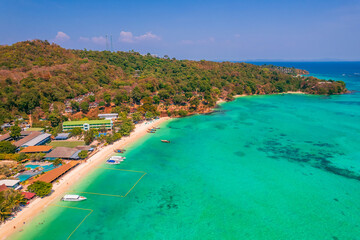 Aerial view Phi Phi island with turquoise clear water , Krabi Province. Amazing travel photo...