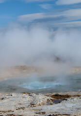Eruption of a Geysir in Iceland in a hyperthermia area 
