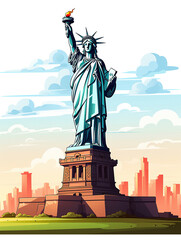 Obraz premium generated illustration of Status of liberty, patriotism, US independence