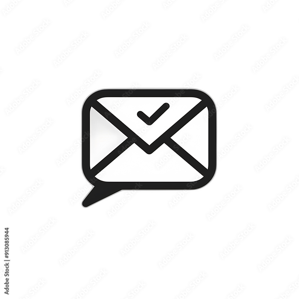 Poster minimalistic message icon on white background - style raw version 6