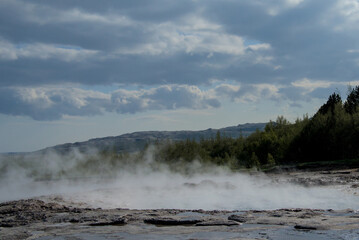 Eruption of a Geysir in Iceland in a hyperthermia area 