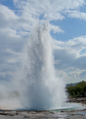 Eruption of a Geysir in Iceland in a hyperthermia area 