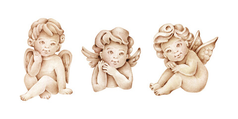 vintage angel cupid isolated