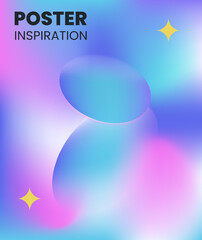 poster featuring vibrant gradients background of blue, pink, and purple, and abstract shapes