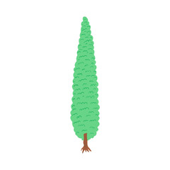 The bush is drawn in a flat style. Gardening, greenery, nature. Hand drawn vector illustration.