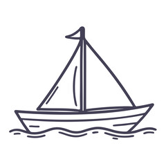 A simple line drawing of a sailboat on the water