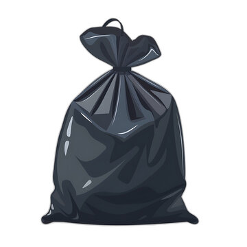 recommend clip art: Cute Black Garbage Bag Icon in Cartoon Flat Style on White Background Version 6