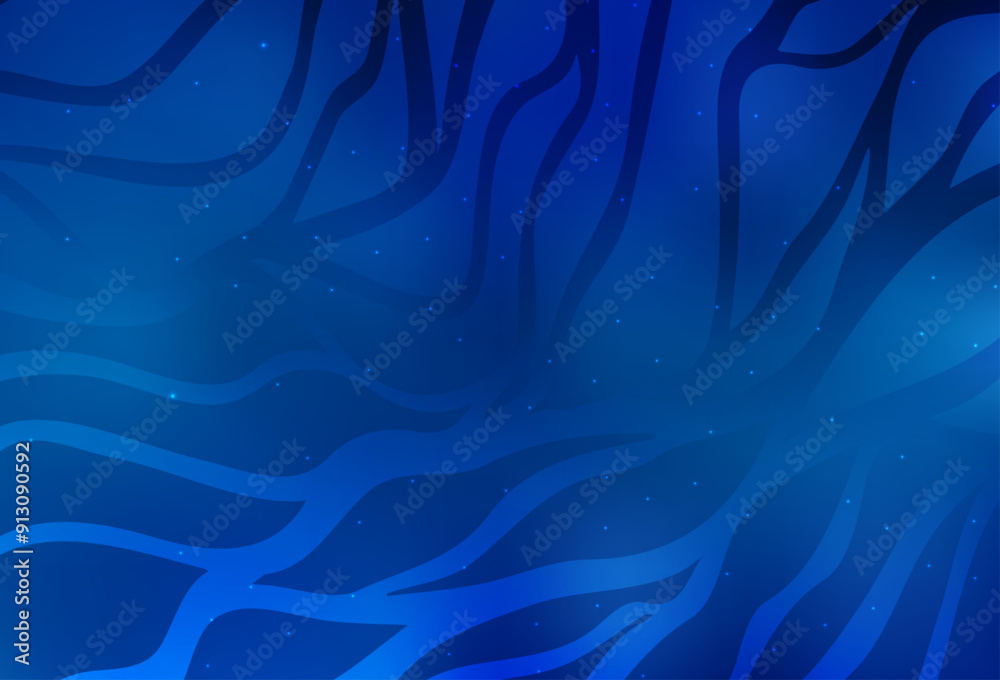 Poster light blue vector texture with curved lines.