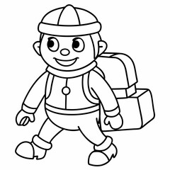 character traveling line art vector