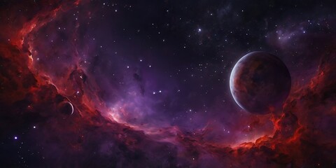 Obraz premium Abstract unique background of astronomical space illustration in endless infinity, combination of catchy colors on black theme