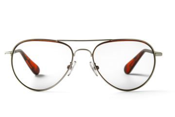 Classic aviator eyeglasses with transparent background for easy use in designs