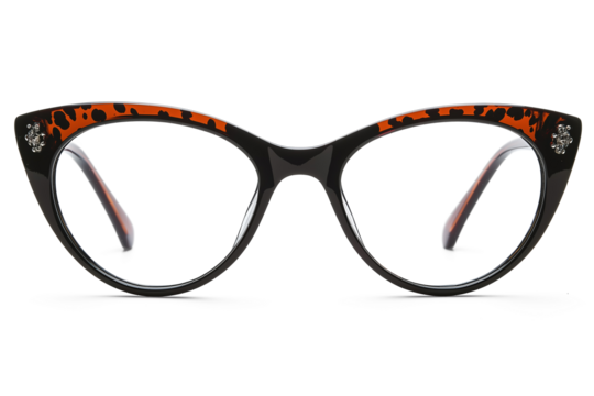 Stylish cat-eye glasses with tortoiseshell pattern on transparent background - Powered by Adobe