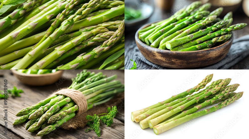 Sticker asparagus on white background