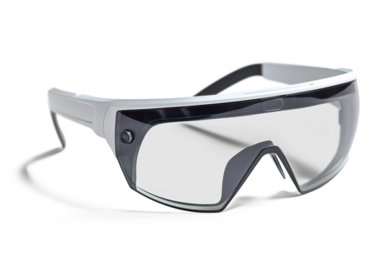 Modern protective safety glasses on transparent background for easy integration