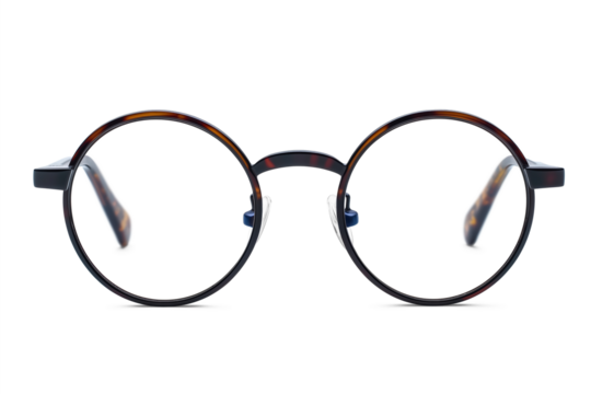 Round vintage eyeglasses with transparent background for easy integration