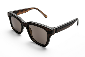 Stylish black sunglasses with brown temples on transparent background png