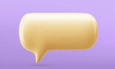 Vector illustration glossy empty yellow speech bubbles. Dialogue cloud 3d talking window