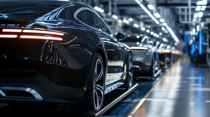 Robotic systems conducting quality assurance checks on assembled cars in a high-tech facility