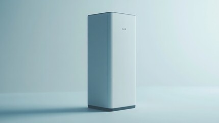 Sleek Lithium Ion Battery Standing Upright on Clean White Background, Minimalistic Design