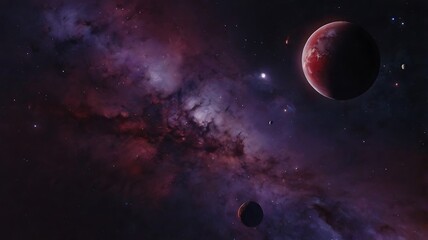 Abstract unique background of astronomical space illustration in endless infinity, combination of catchy colors on black theme