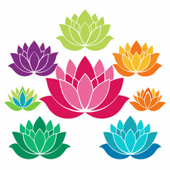 Collection of lotus flowers color art vector