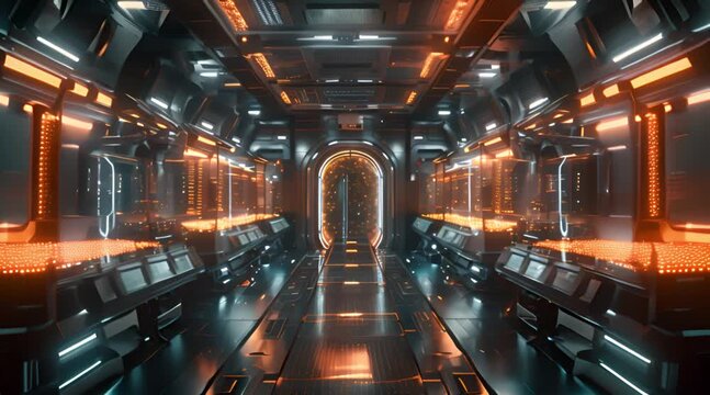 symmetrical metropolis electric blue illumination in a mixeduse lobby