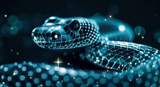 The symbol of the new year is a blue snake. The constellation of the serpent. A festive poster with a snake.