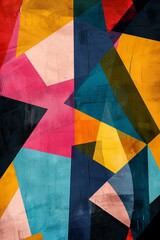Abstract wallpaper with vibrant geometric shapes a blend of bold colors, ideal for modern interiors