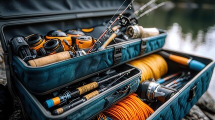 Fishing gear neatly organized in a tackle box