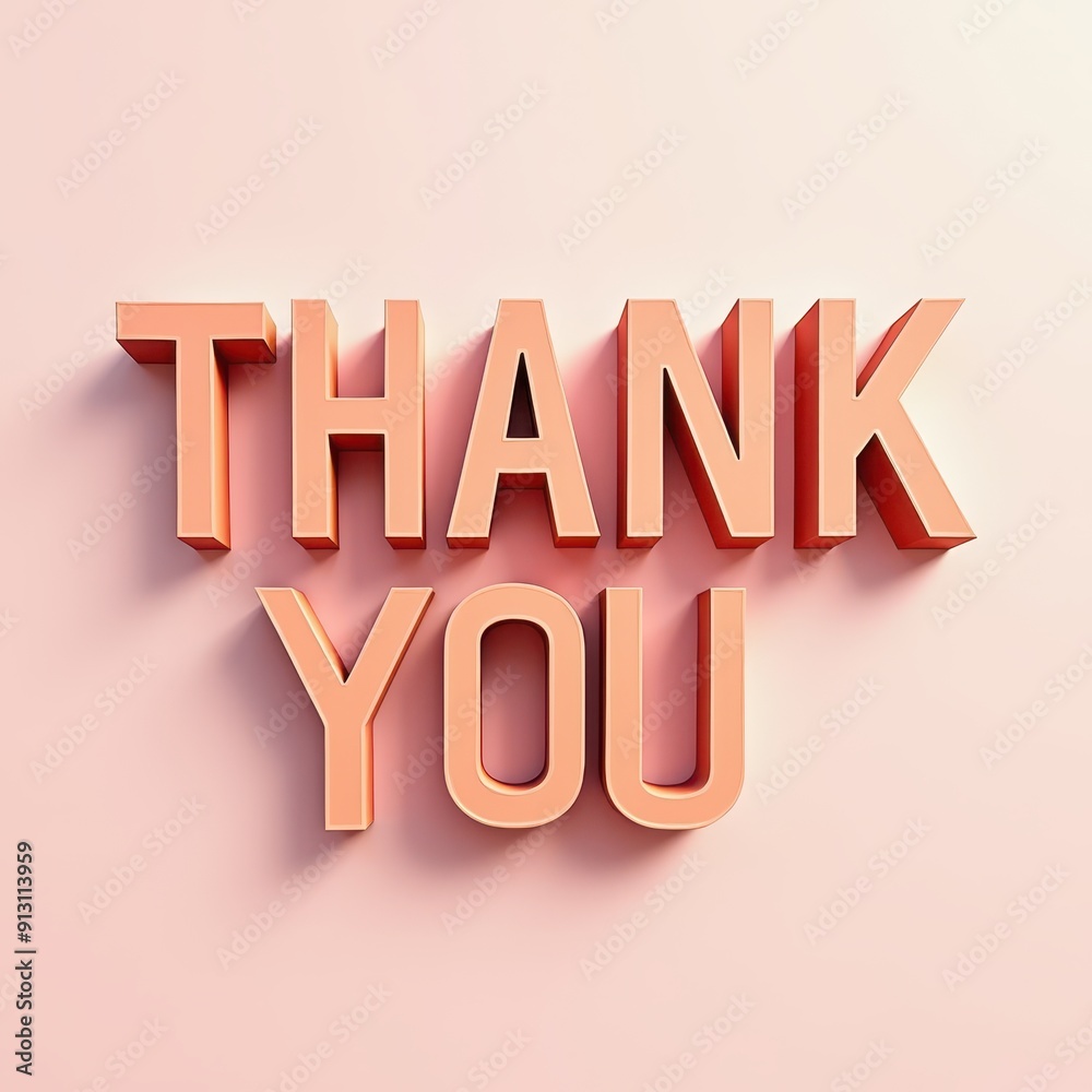 Fototapete thank you message 3d text typography design. modern thanks lettering graphic element web banner illu