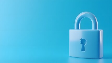 Light blue padlock on a blue background symbolizing security, protection, and privacy. Minimalist design ideal for security-themed concepts.