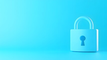 Fototapeta premium Minimalist blue padlock against a matching blue background, symbolizing security, protection, and safety in a digital or physical context.