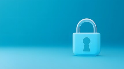 Minimalist blue padlock on a blue background, symbolizing security and privacy. Simple and clean design for modern security concepts.