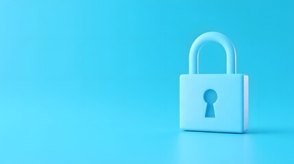 Fototapeta premium Minimalistic blue padlock symbolizing security and protection, perfect for illustrating online safety, data privacy, and secure communication concepts.