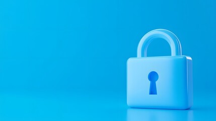 Minimalistic blue padlock symbolizing security and protection, against a matching blue background. Ideal for concepts of safety and privacy.