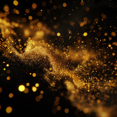 Abstract Golden Glitter Wave and Bokeh