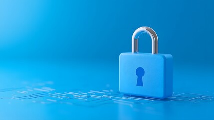 Secure blue padlock symbolizing data protection on a blue background, emphasizing cybersecurity and online privacy concepts.