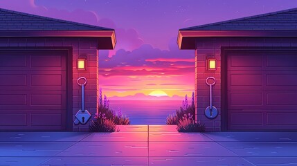 Keys with keychain house. Home Protection, security, real estate, property insurance and buying concept. Vector icon illustration isolated on white background. ai generated