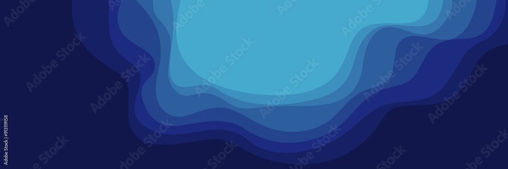 Wall mural abstract blue flowing wave gradient design graphic vector illustration good for background, wallpape