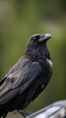 Close-up of a crow looking to the side