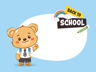 Cute little bear student cartoon characters, wearing student uniform in back to school. illustration vector premium.